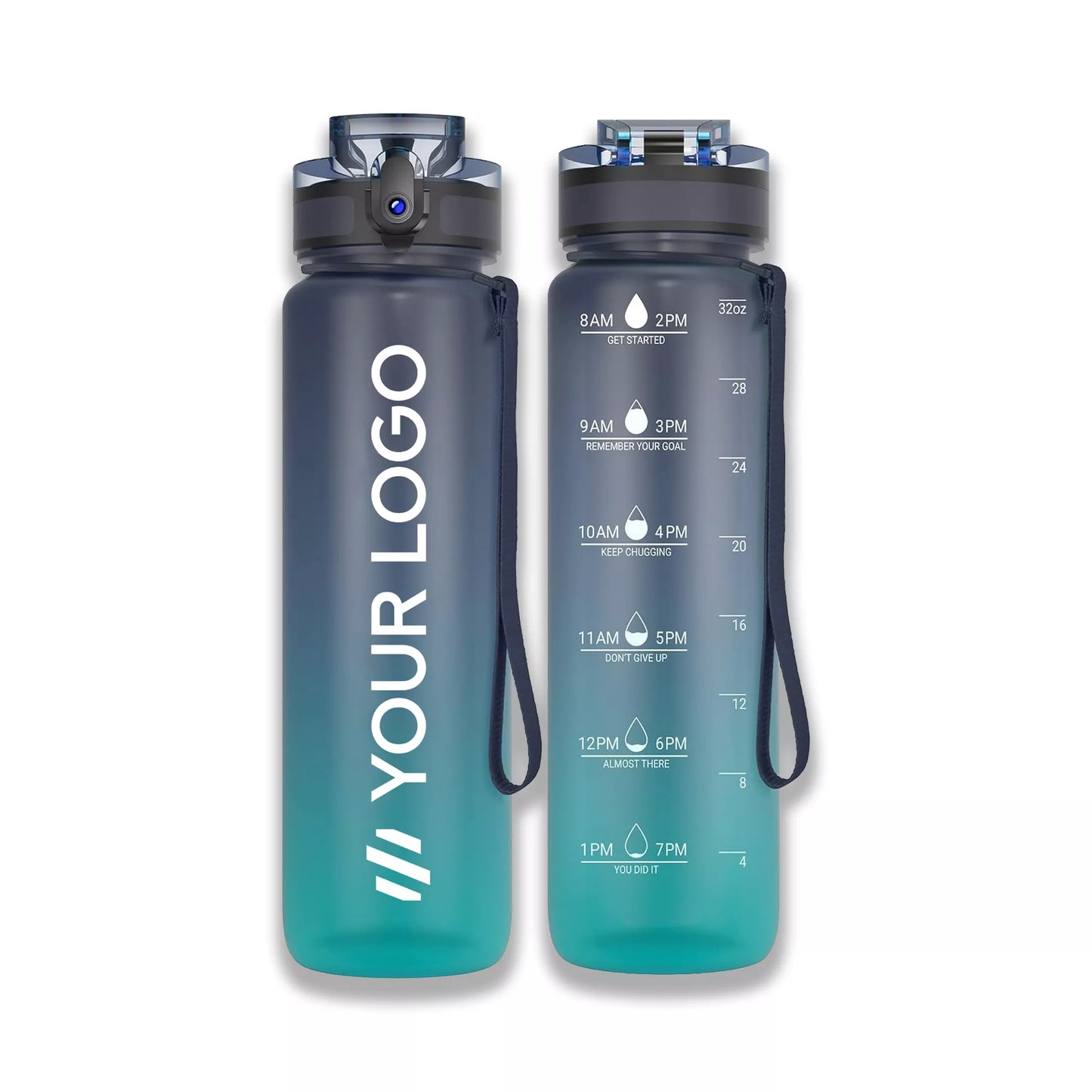 1000ml Sport Water Bottle – Time-Mark Hydration Tracker with One-Touch Flip Lid