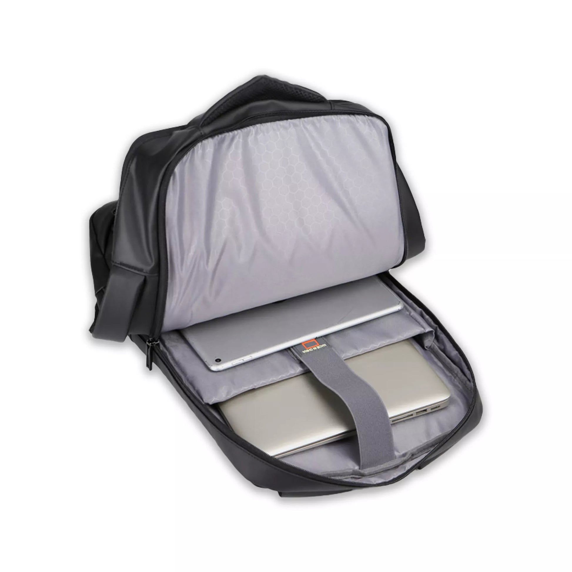 Padded shock-resistant laptop and tablet compartment in business backpack