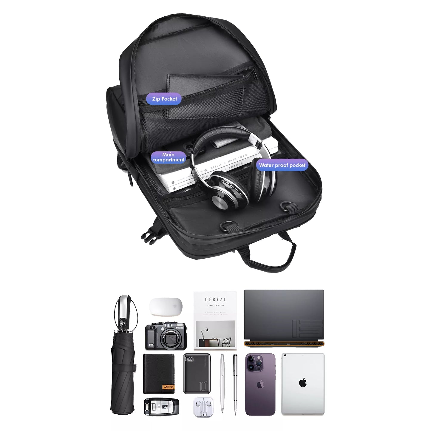 Backpack Pro 3 – Casual Laptop Backpack with Expandable Compartment & Waterproof Pocket