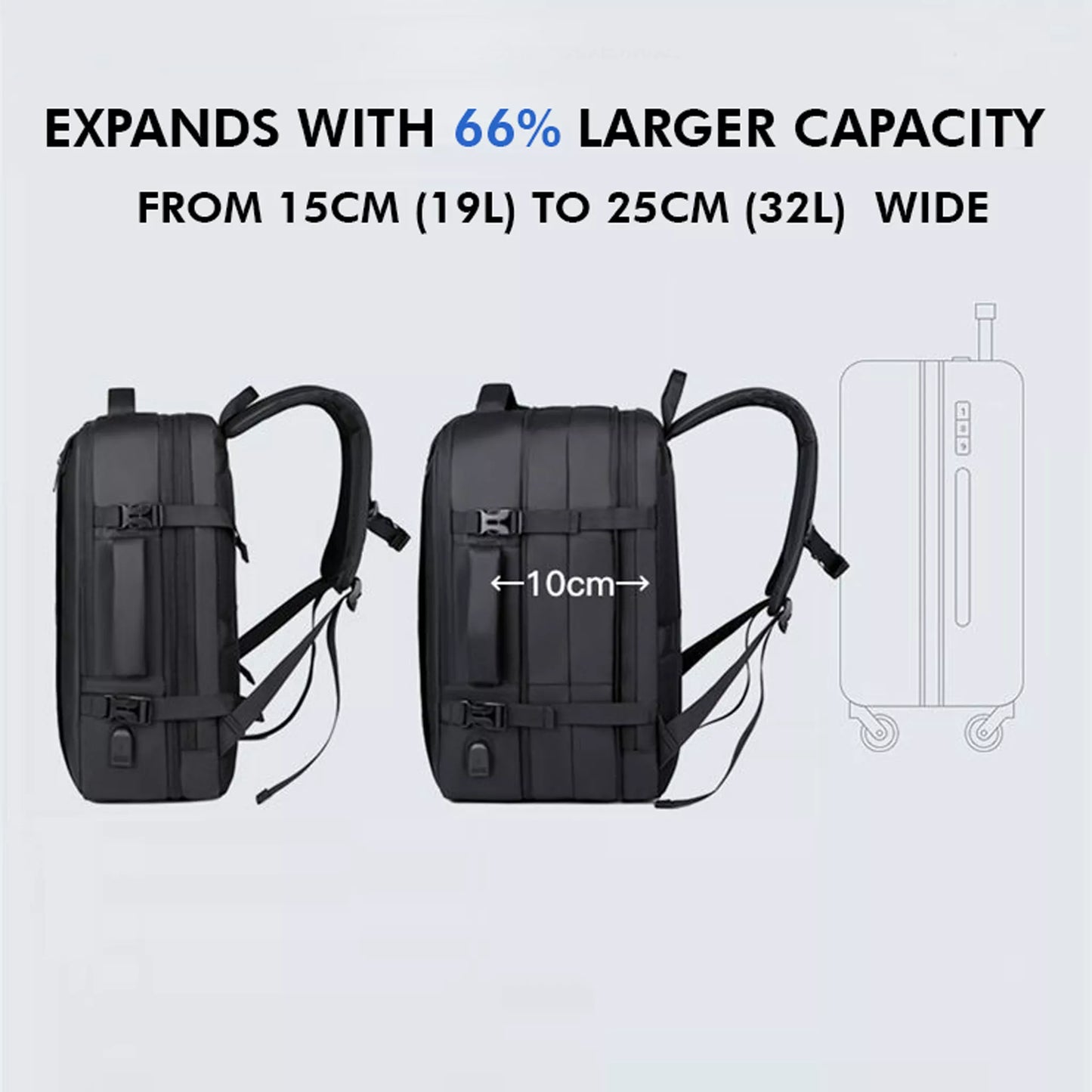 Backpack Travel 1 – Expandable Carry-On Backpack (20" Luggage Capacity) for Business Travel