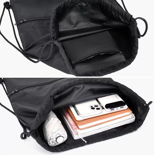 Drawstring Bag 1 – Lightweight Sports Bag with Inner & Outer Zip Pockets