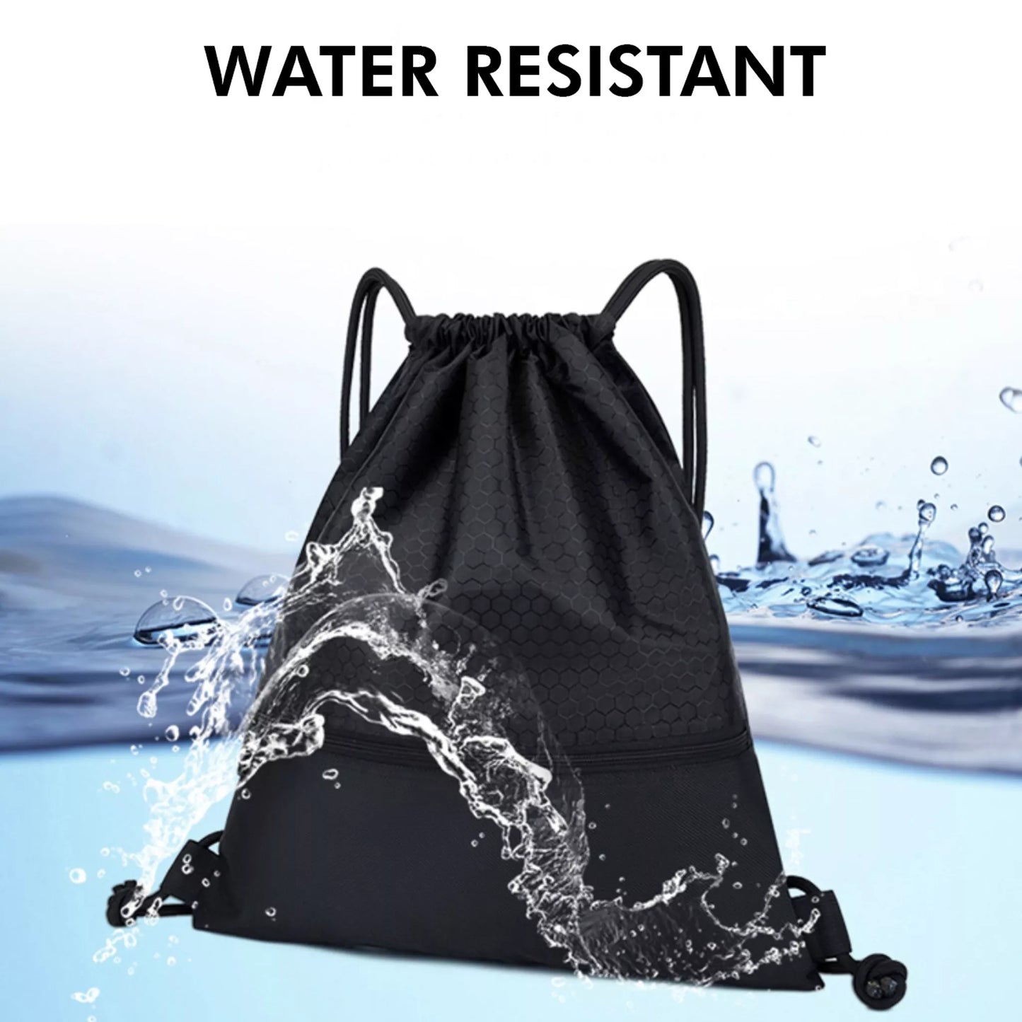 Drawstring Bag 1 – Lightweight Sports Bag with Inner & Outer Zip Pockets